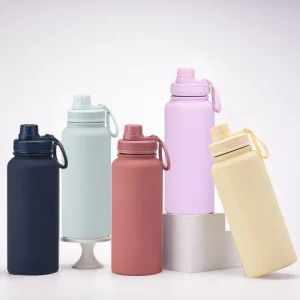 1L Large Capacity Sports Thermos Cup With Handle,Stainless Steel Vacuum Flasks,Gym Drinkware,Wide Mouth Camping Water Bottle 1