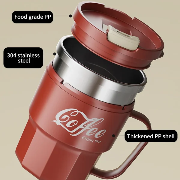 WORTHBUY 304 Stainless Steel Insulated Water Cup Double-Walled Drinking Cup Travel Portable Anti Scalding Milk Coffee Cup 4