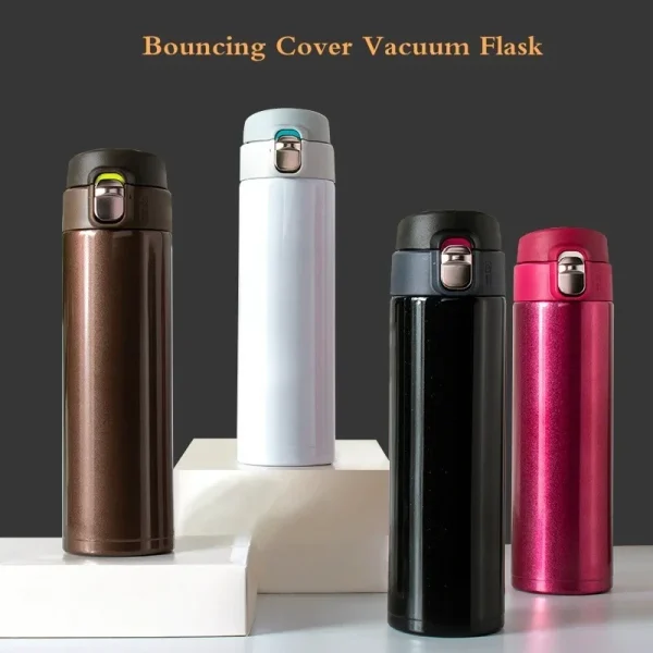 500ML Stainless Steel Bouncing Cover Vacuum Flask Thermos Cup Coffee Tea Milk Thermo Bottle Stainless Steel Coffee Mug Thermos 1