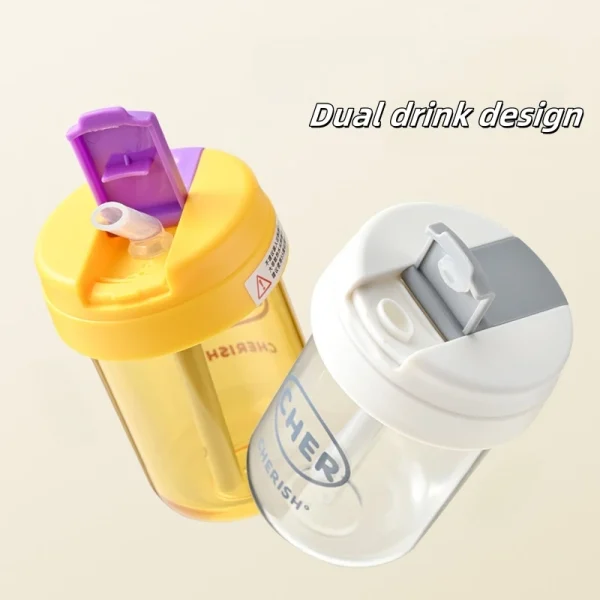 330ml Mini Plastic Straw Water Bottle Anti-fall&Leakproof Cute Portable Outdoor Sports Water Bottle Kids Juice Cup Drinkware 3