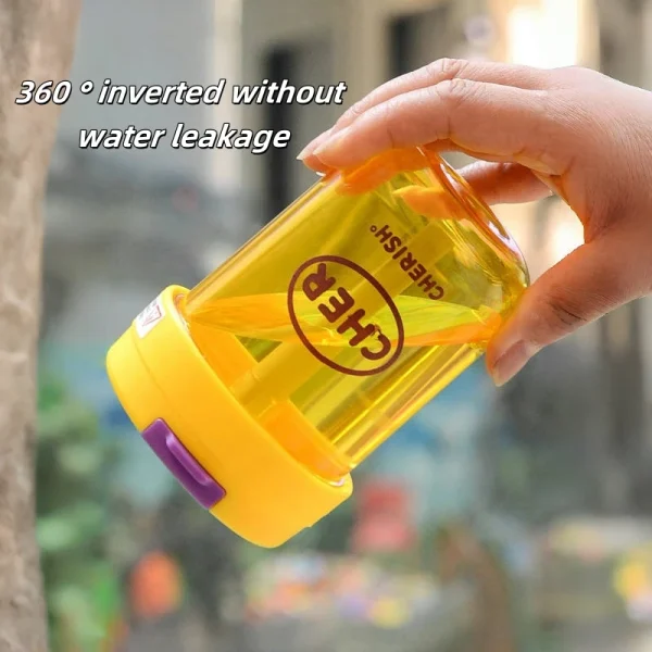 330ml Mini Plastic Straw Water Bottle Anti-fall&Leakproof Cute Portable Outdoor Sports Water Bottle Kids Juice Cup Drinkware 5