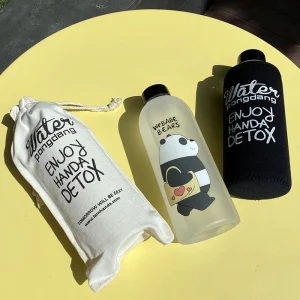 1000ml Water Bottle Panda Cup Transparent Water Bottle Drinkware Cup Leak-proof 1