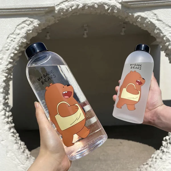 1000ml Water Bottle Panda Cup Transparent Water Bottle Drinkware Cup Leak-proof 2