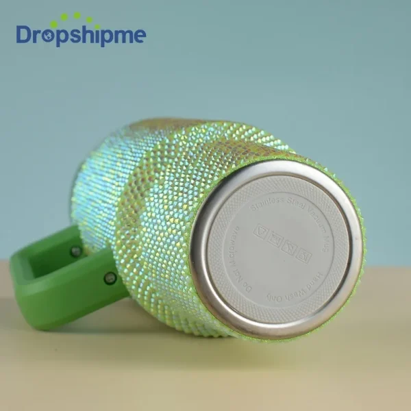 40oz Rhinestone Embellished Thermos Cup with Handle Tumbler Cup Coffee Insulated Bottle Car Vacuum Flasks Keep Cold And Ice 5