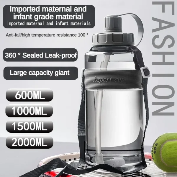 2 Liter Big Water Bottle with Straw 2L/1.5L/1L/0.6L Large Capacity School Gym Sports Drinking Bottles BPA Free Fitness 1