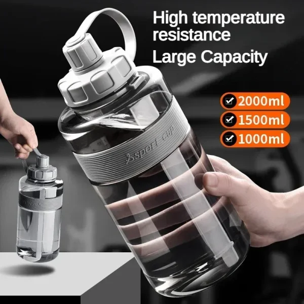 2 Liter Big Water Bottle with Straw 2L/1.5L/1L/0.6L Large Capacity School Gym Sports Drinking Bottles BPA Free Fitness 2