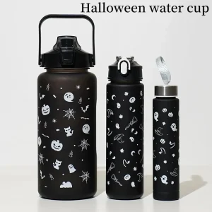 0.5-2L Halloween Sport Water Bottle Large Capacity Gradient Color Drink Jug BPAfree Plastic Straw Cup Travel Fitness Drinkware 1