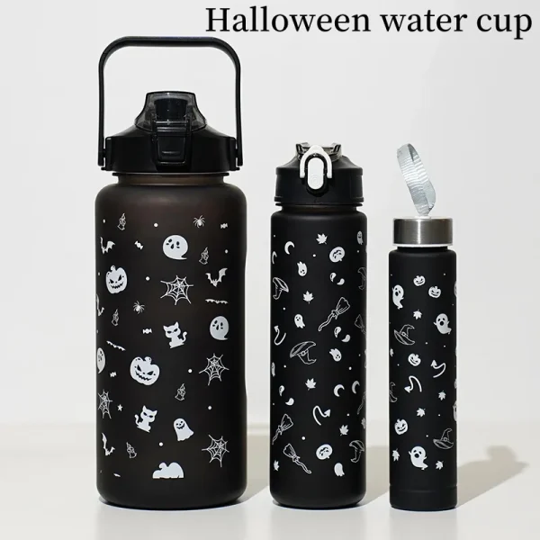 0.5-2L Halloween Sport Water Bottle Large Capacity Gradient Color Drink Jug BPAfree Plastic Straw Cup Travel Fitness Drinkware 1