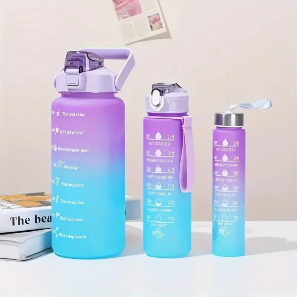 0.5-2L Halloween Sport Water Bottle Large Capacity Gradient Color Drink Jug BPAfree Plastic Straw Cup Travel Fitness Drinkware 2