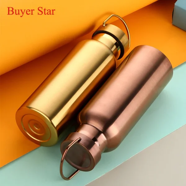 500ml Stainless Steel Water Bottle Hangable Gym Sports Insulated Vacuum Flask double Wall Cold metal Water Bottle for travel 4