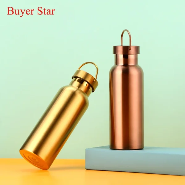 500ml Stainless Steel Water Bottle Hangable Gym Sports Insulated Vacuum Flask double Wall Cold metal Water Bottle for travel 6
