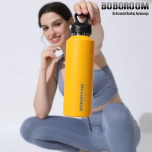 Water Bottle 316 Stainless Steel Thermos Bottle No Screw Lid Portable Vacuum Flask 600ml One-handed Push Open Car Sport Bottle 1