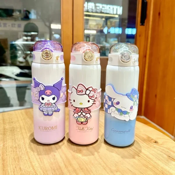 500ml Cartoon kitten Vacuum Thermos Cup Stainless Steel Insulated Bottle with Lifting Rope Portable Outdoor Drinking Water Cup 1