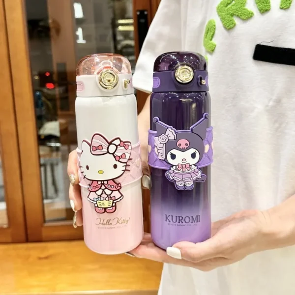 500ml Cartoon kitten Vacuum Thermos Cup Stainless Steel Insulated Bottle with Lifting Rope Portable Outdoor Drinking Water Cup 4