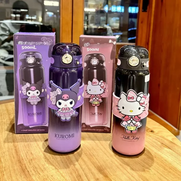 500ml Cartoon kitten Vacuum Thermos Cup Stainless Steel Insulated Bottle with Lifting Rope Portable Outdoor Drinking Water Cup 6