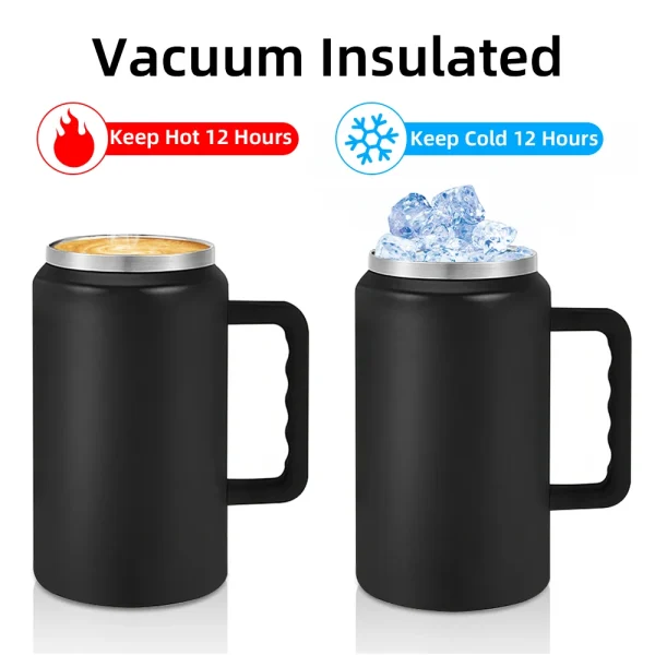 1500ml Large Capacity Tumbler With Handle Travel Coffee Mug With Straw Lid Double Wall Stainless Steel Insulated Water Bottle 3