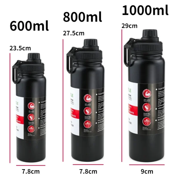 600ML 800ML 1000ML Outdoor Thermos Kettle Water Bottle with Tea Filter 304 Stainless Steel Thermal Cup Leak-proof Flask Sports 2