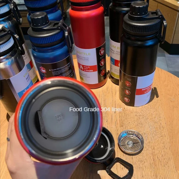 600ML 800ML 1000ML Outdoor Thermos Kettle Water Bottle with Tea Filter 304 Stainless Steel Thermal Cup Leak-proof Flask Sports 4