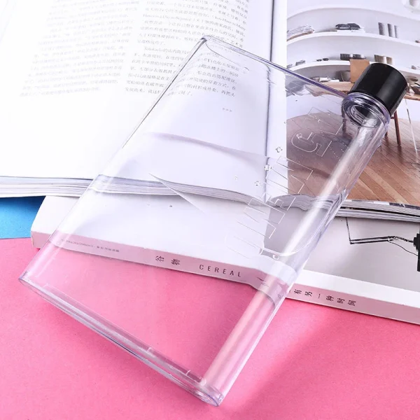 Portable Book Paper Cup Botlte Flat Water Bottle Environment-Friendly External Sports Drinking Bottle Transparent Plastic Kettle 4