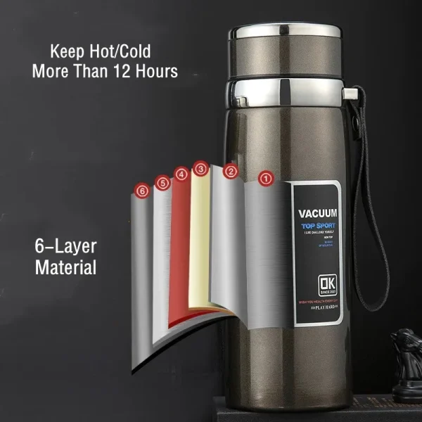 600ML/800ML/1000ML Double Stainless Steel 316 Thermal Flask With Filter Portable Coffee Tea Thermal Bottle Travel Tumbler 3