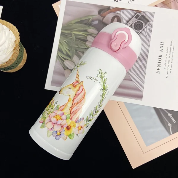 Cute Unicorn Vacuum Flasks Bouncing Lid Vacuum Cup Stainless Steel Thermal Insulation Water Bottle Portable Drinkware 5