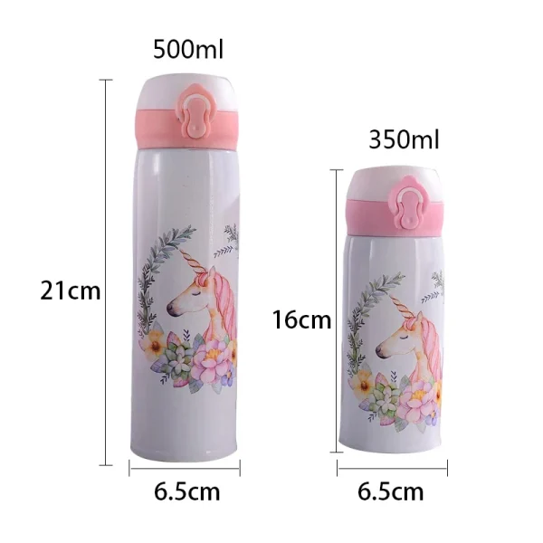 Cute Unicorn Vacuum Flasks Bouncing Lid Vacuum Cup Stainless Steel Thermal Insulation Water Bottle Portable Drinkware 6