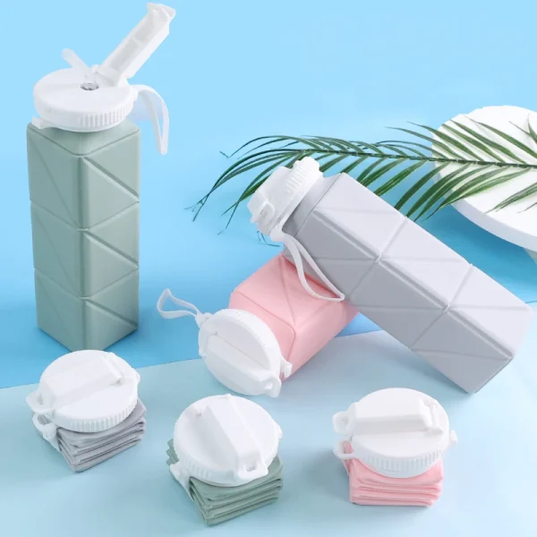 Collapsible Water Bottle with Leakproof Valve, Reusable Silicone Water Bottle for Travel, Gym, Camping, Sport 1