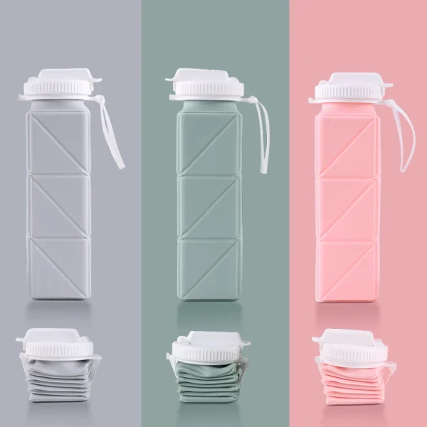 Collapsible Water Bottle with Leakproof Valve, Reusable Silicone Water Bottle for Travel, Gym, Camping, Sport 3
