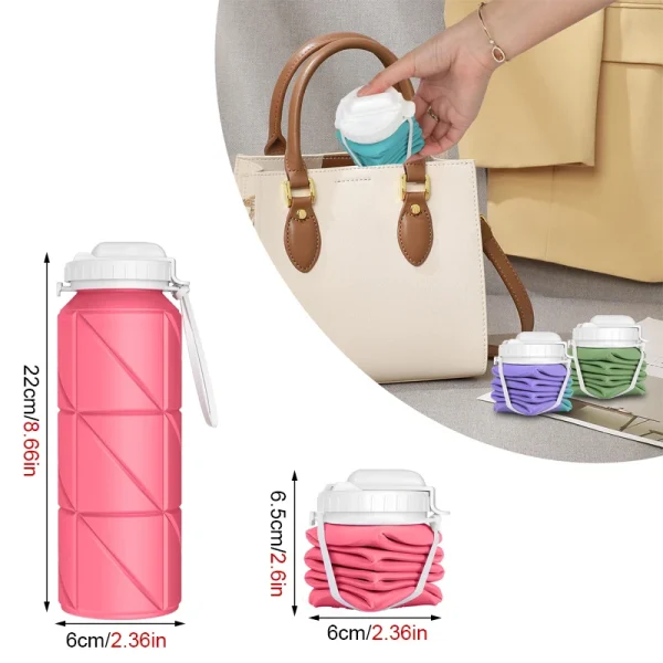 Collapsible Water Bottle with Leakproof Valve, Reusable Silicone Water Bottle for Travel, Gym, Camping, Sport 4