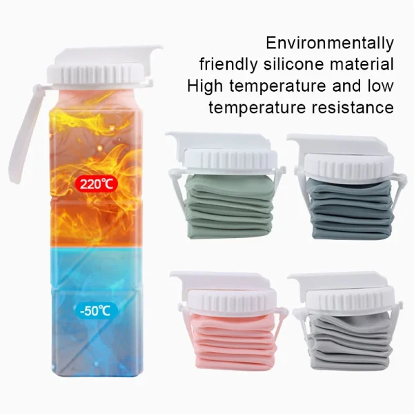Collapsible Water Bottle with Leakproof Valve, Reusable Silicone Water Bottle for Travel, Gym, Camping, Sport 5