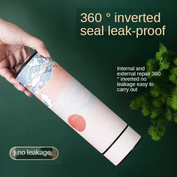Thermal Mug Water Bottle Thermos Chinese Style Ins Illustration Vacuum Flask Stainless Steel Display Temperature Water Cup 500ML 3