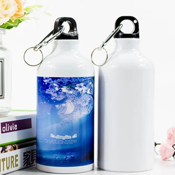 2025 New White Blank Sublimation Water Bottle with Carabiner Aluminum Leakproof Kettle 4