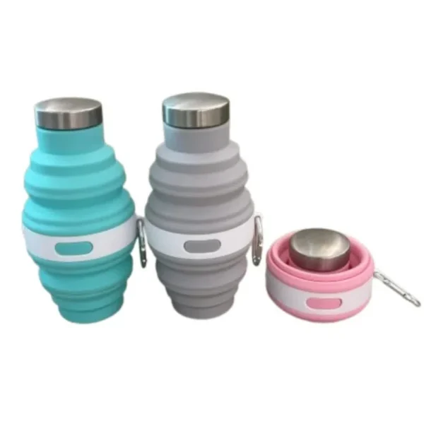 Reusable 475ml Collapsible Water Bottles Retractable Silicone Hiking Cups Portable with Carabiner Folding Drink Cups Coffee 3