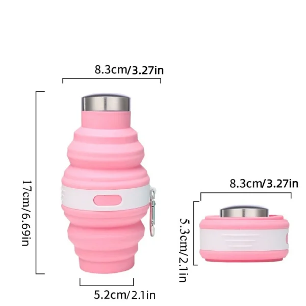 Reusable 475ml Collapsible Water Bottles Retractable Silicone Hiking Cups Portable with Carabiner Folding Drink Cups Coffee 6