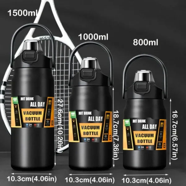 304 Stainless Steel Sport Thermos Bottle with Straw 800/1000/1500ML Vacuum Flask Unbreakable Large Capacity Sports Water Bottle 6