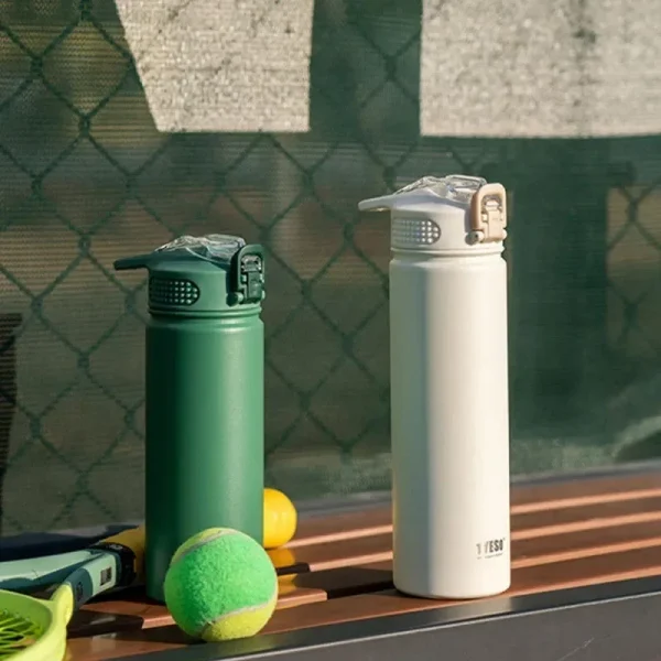 Tyeso 600ML/750ML Stainless Steel Thermos Bottles Car Insulated Cups with Straw Keeps Cold and Heat Portable Sport Thermal Mugs 2