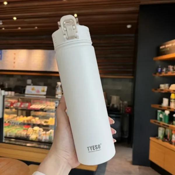 Tyeso 600ML/750ML Stainless Steel Thermos Bottles Car Insulated Cups with Straw Keeps Cold and Heat Portable Sport Thermal Mugs 5