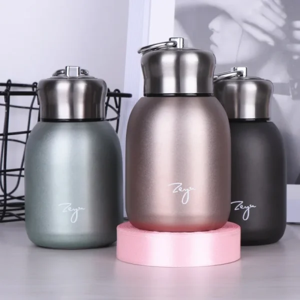 1Pc 300ML Fashion Mini Coffee Vacuum Flasks Lovely Stainless Steel Thermos Portable Travel Water Bottle With Lid Cups 1