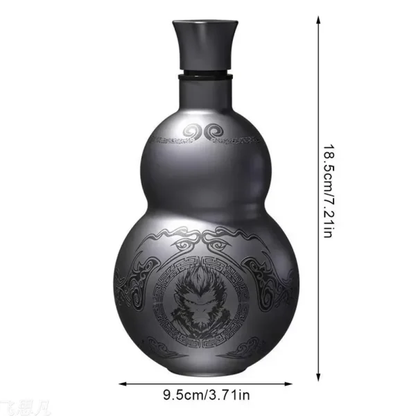 Wukong Theme Gourd Style 304 Stainless Steel Water Bottle with Lanyard Black Game Cosplay Thermal Insulation Outdoor Cup 6