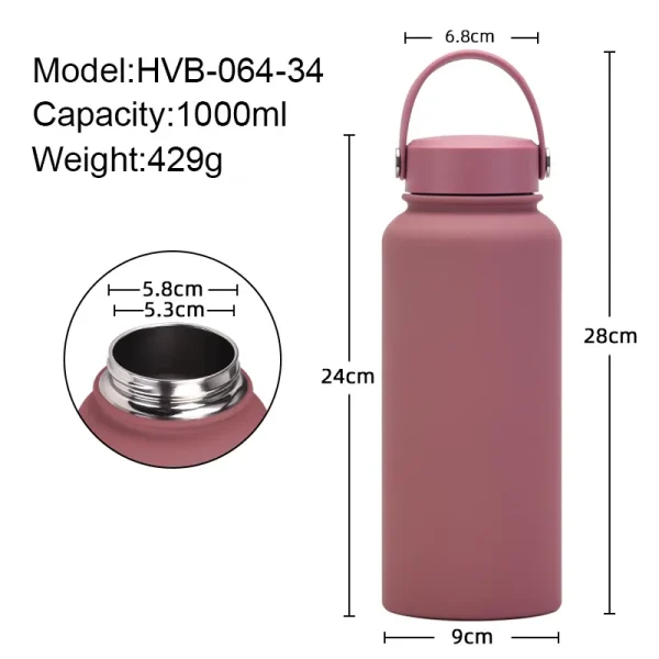 PuraCool Personalised Insulated Water Bottle 1000ml/1L/32oz Thermos Tumbler Flask Laser Engraving Customised Name Gift 5