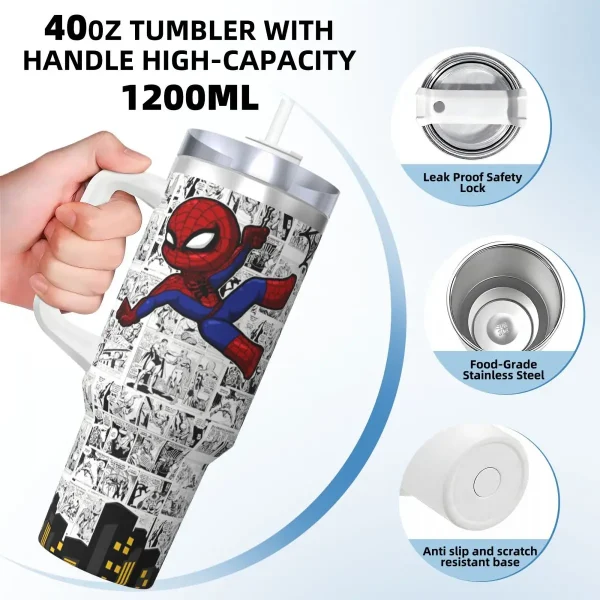 Stainless Steel Tumbler Spider-Man Marvel Thermal Cups Heat Preservation Cold and Hot Mugs Cup Travel Custom Water Bottle 3
