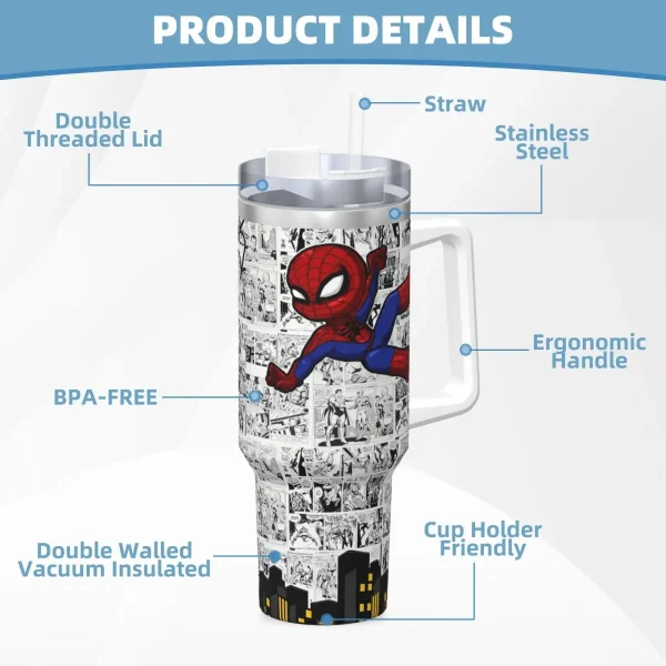 Stainless Steel Tumbler Spider-Man Marvel Thermal Cups Heat Preservation Cold and Hot Mugs Cup Travel Custom Water Bottle 5