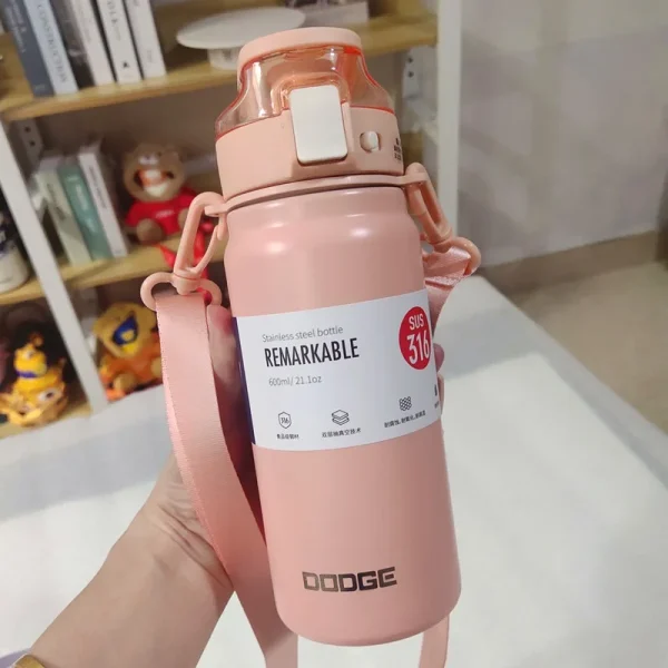 Dodge 600ml Tumbler with Straw Lid Insulated Cup Stainless Steel Large Capacity Car Water Cup Cold and Hot Water Kettle 5