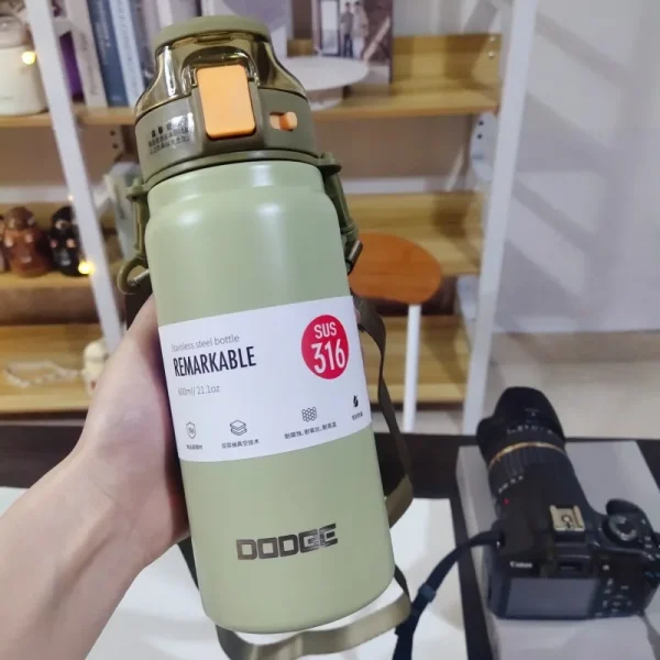 Dodge 600ml Tumbler with Straw Lid Insulated Cup Stainless Steel Large Capacity Car Water Cup Cold and Hot Water Kettle 6