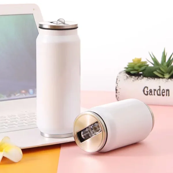 Ice American Coffee Cup Thermos Stainless Steel Sports Water Bottle Straw Cup Creative Cola Can Double-layer Vacuum Straw Cup 2