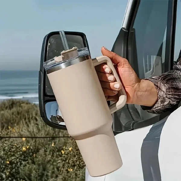 1200ML 304 Stainless Steel Insulated Water Bottle Thermal Coffee Car Cup Cold Hot Mugs Vacuum Flask With Handle Straw For Sport 1