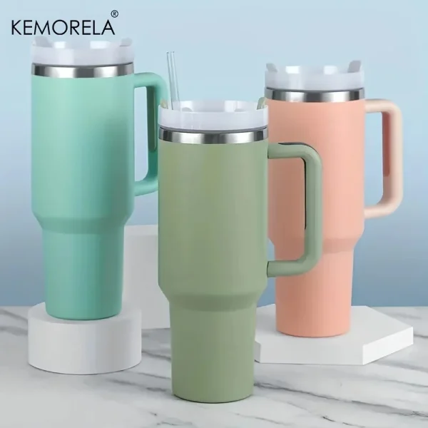 1200ML 304 Stainless Steel Insulated Water Bottle Thermal Coffee Car Cup Cold Hot Mugs Vacuum Flask With Handle Straw For Sport 3