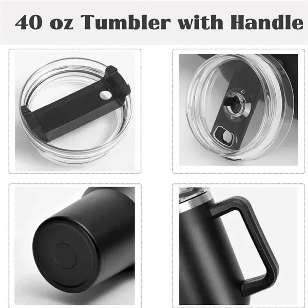 1200ML 304 Stainless Steel Insulated Water Bottle Thermal Coffee Car Cup Cold Hot Mugs Vacuum Flask With Handle Straw For Sport 5
