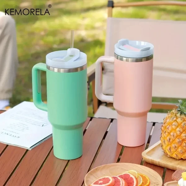 1200ML 304 Stainless Steel Insulated Water Bottle Thermal Coffee Car Cup Cold Hot Mugs Vacuum Flask With Handle Straw For Sport 6