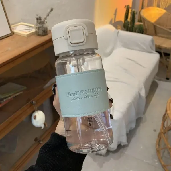 500ml Creative Water Bottle with Straw Portable Plastic Pop-Up Cover Water Cup for School Kids Leak-Proof Cute Drinking Bottle 3